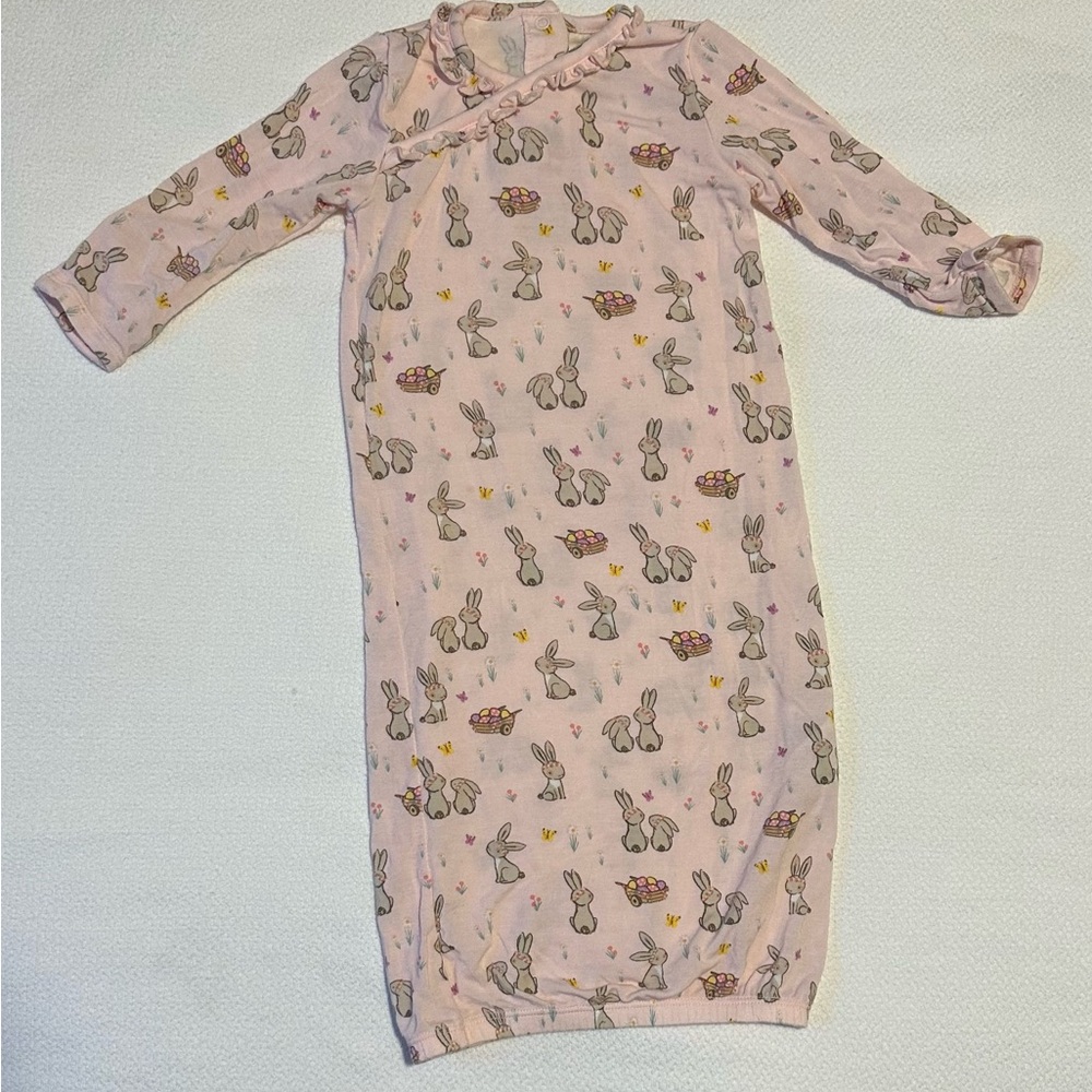 Tullabee Pink Bunny Print Infant Gown